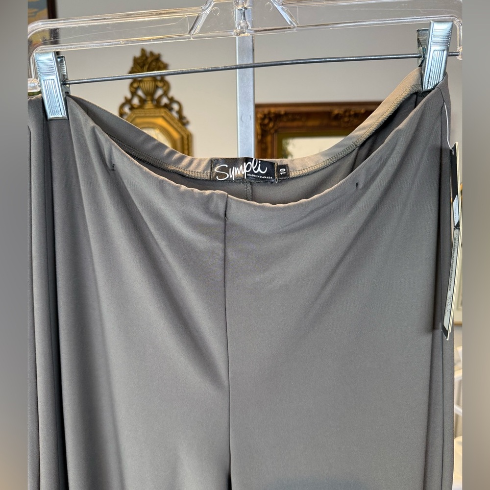 NWT Sympli Slice Pant Size 10 Hazel Green Slit Hem Made in Canada Travelwear - Picture 6 of 11